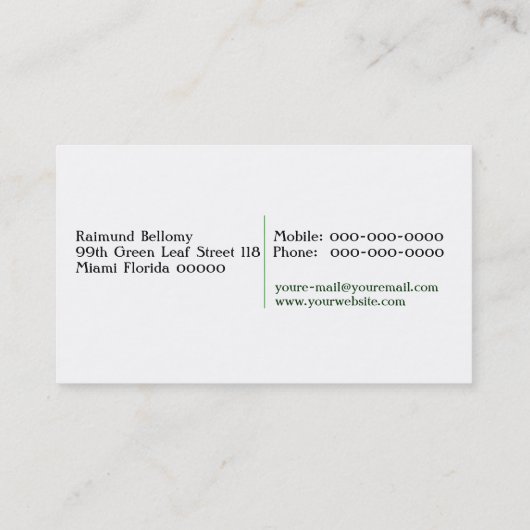 Grüne Verlassen Visitenkarte (Rückseite)