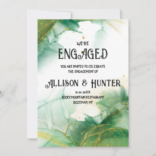 Grüne Verlobung der Wasserfarben Einladung (Vorderseite)