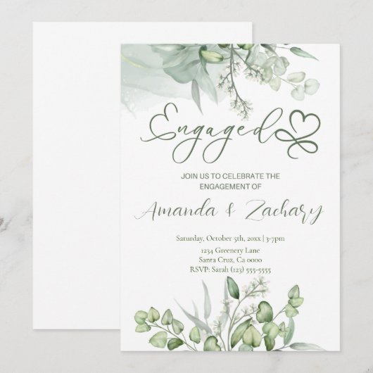 Grüne Verlobung Einladung (Vorne/Hinten)