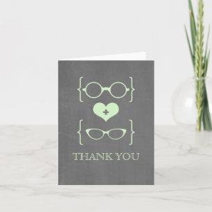 Grüne verrückte Brille Tafel Danke Karte