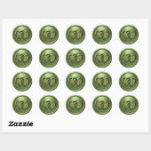 Grüne verschlungene Zwei-Herzen-Monogramm-Hochzeit Runder Aufkleber (Blatt)