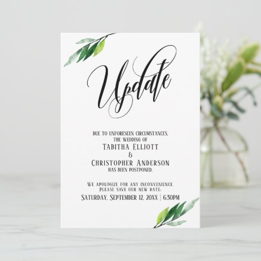 Grüne verspätete Hochzeit "Update" Ankündigung (Stehend Vorderseite)