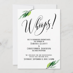 Grüne verspätete Hochzeit "Whoops!" Ankündigung