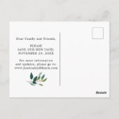 Grüne verspätete Hochzeiten ändern das Datum Postkarte (Rückseite)