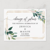 Grüne verspätete Hochzeiten ändern das Datum Postkarte (Vorderseite)