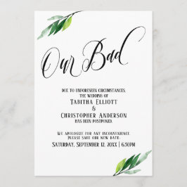 Grüne vertagte Hochzeit "Unsere schlechte" Ankündi Einladung
