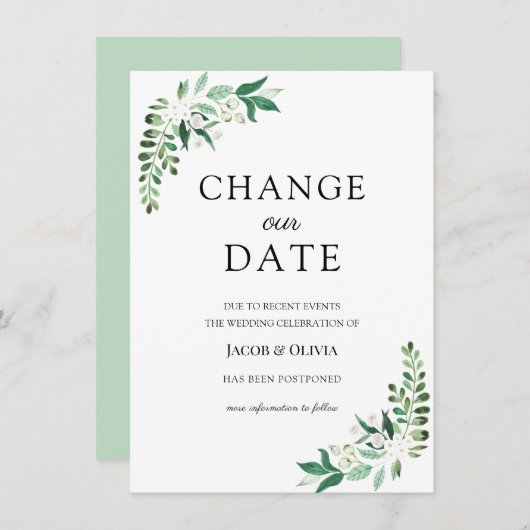 Grüne vertagte Hochzeitsankündigung Einladung (Vorne/Hinten)