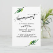 Grüne vertagte Hochzeitsankündigung Einladung (Stehend Vorderseite)