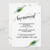 Grüne vertagte Hochzeitsankündigung Einladung (Vorne/Hinten)