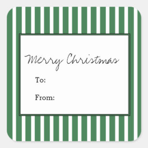 Grüne vertikale Streifen Urlaub Quadratischer Aufkleber