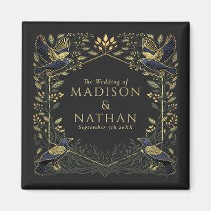 Grüne verzauberte gotische Raben-Blumen-Hochzeit  Magnet