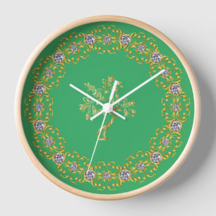 Grüne Verzauberung über das Muster des Goldenen Tr Uhr