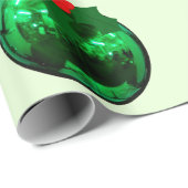 Grüne Verzierung auf hellgrünem Umschlagpapier Geschenkpapier (Rolleneckpunkt)