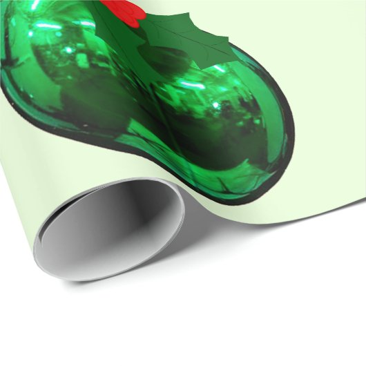 Grüne Verzierung auf hellgrünem Umschlagpapier Geschenkpapier (Rolleneckpunkt)