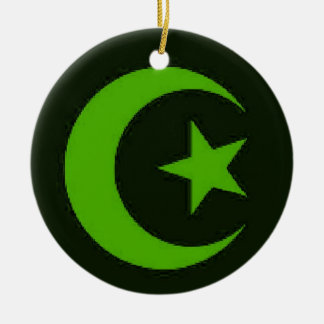 Grüne Verzierung des Mondes und des Sternes Keramikornament