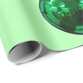 Grüne Verzierung mit Holly auf grünem Umschlagpapi Geschenkpapier (Rolleneckpunkt)