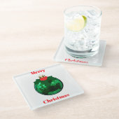 Grüne Verzierung mit Holly Untersetzer (Schrägansicht)