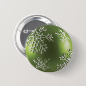 Grüne Verzierung mit Schneeflocken Button (Vorne & Hinten)
