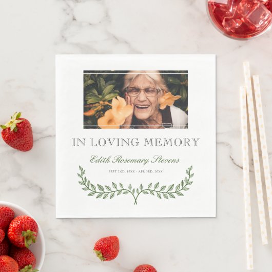 Grüne Verzweigung im Love Memory Foto Serviette (Beispiel)