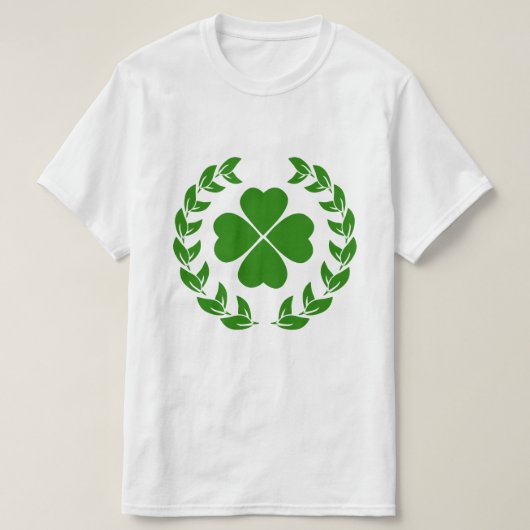 Grüne Vier Blätter Klee und grüner Kranz T-Shirt (Design vorne)