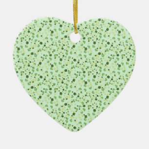 Grüne vierblättrige Kleeblätter St. Patricks Tag Keramik Ornament