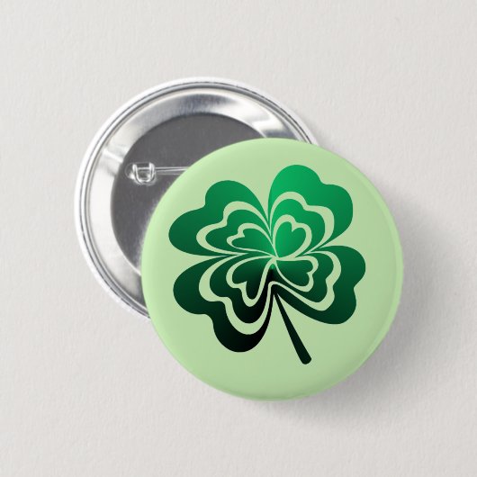 Grüne Vierblättriges Kleeblatt Button (Vorne & Hinten)