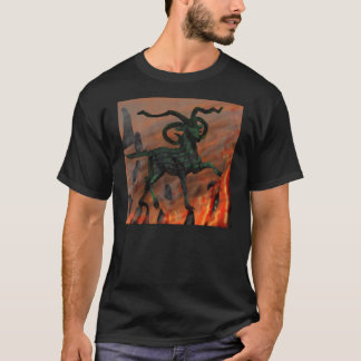 Grüne vierhörnige Dämonen-Ziege in der Hölle T-Shirt