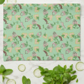 Grüne Vintage-Blumen Geschirrtuch (Gefaltet)