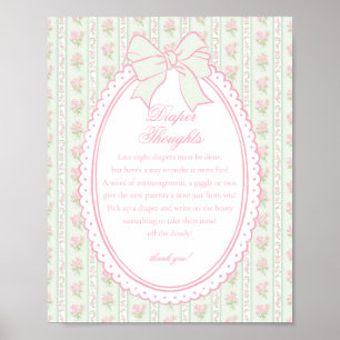 Grüne Vintage Fancy Floral Windel Gedanken Baby Poster