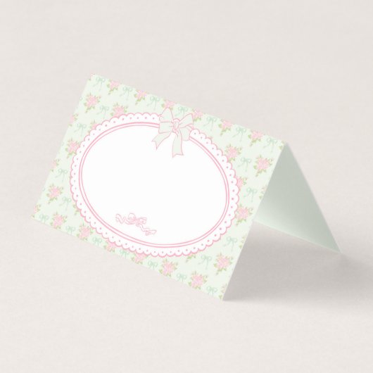 Grüne Vintage Fancy Florale Platzkarten Tischdekor (Vorderseite)