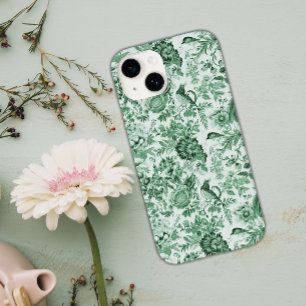 Grüne Vintage-Fasanen-Blumen-Toile de Jouy Case-Mate iPhone 14 Hülle