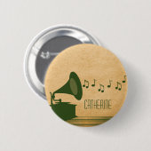 Grüne Vintage Gramophone-Taste Button (Vorne & Hinten)