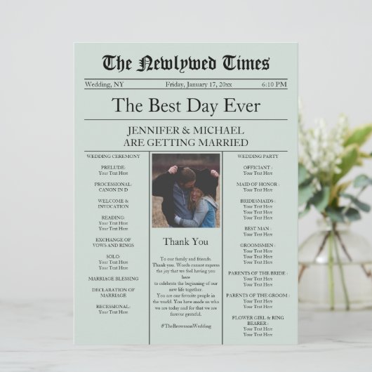 Grüne Vintage Hochzeit Einladung (Stehend Vorderseite)