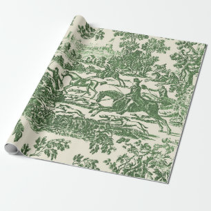 Grüne Vintage-Jagdpferde und -hunde Geschenkpapier