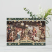 Grüne Vintage Krippe Christliche Weihnachten (Stehend Vorderseite)