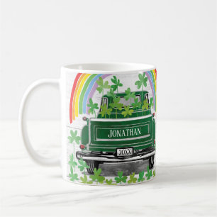 Grüne Vintage LKW Kleeblatt Regenbogenbezeichnung Kaffeetasse