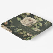 Grüne Vintage-Rosen-Papierplatte Pappteller (Gewinkelt)
