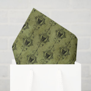 Grüne Vintage Schädel Seidenpapier