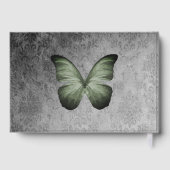 Grüne Vintage Schmetterlingsmaske Gästebuch (Rückseite)