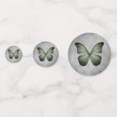 Grüne Vintage Schmetterlingsmaske Konfetti (Rückseiten)