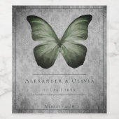 Grüne Vintage Schmetterlingsmaske Weinetikett (Einzelnes Label)