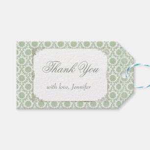 Grüne Vintage-Shabby-Hochzeitsdusche Geschenkanhänger