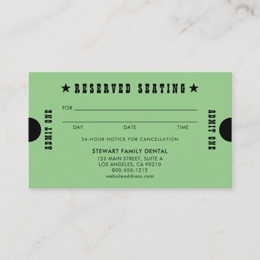 Grüne Vintage Sitzplatzreservierung Termine (Vorderseite)