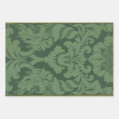 Grüne Vintage Textilblumenmuster Geschenkpapier Set (Vorderseite 3)