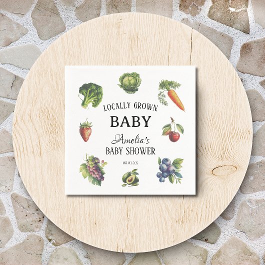 Grüne Vintage Veggie Grown Baby Shower Serviette