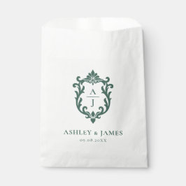 Grüne Vintage verzierte Wappen Hochzeit Geschenktütchen
