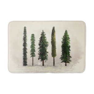 Grüne Vintage-Waldlandschaft Rustikal Wald Badematte