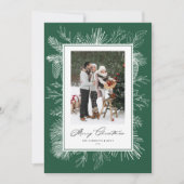 Grüne Vintage Weihnachtsfotokarte (Vorderseite)