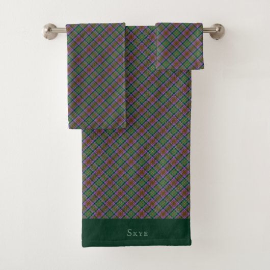 Grüne Violette Erde Tartan Kariert Badhandtuch Set (Insitu)