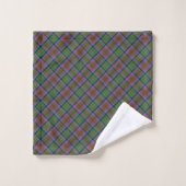 Grüne Violette Erde Tartan Kariert Badhandtuch Set (Waschlappen)